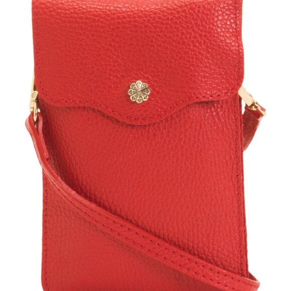 NEW ISADORA Made In Italy Leather Dual Compartment Phone Holder Crossbod 262mn - Picture 2 of 5